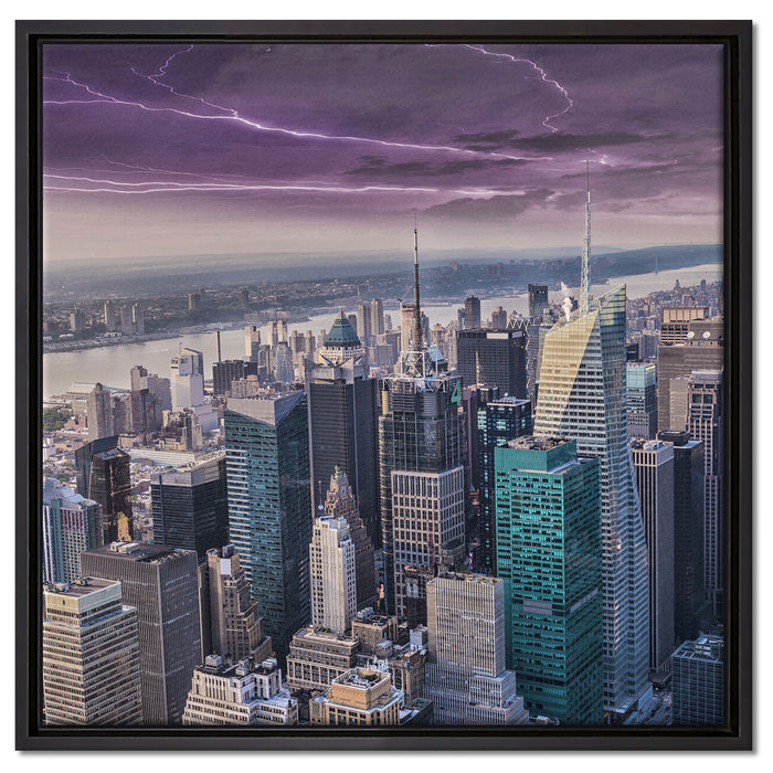 Skyline New York auf Leinwandbild Quadratisch gerahmt Größe 60x60