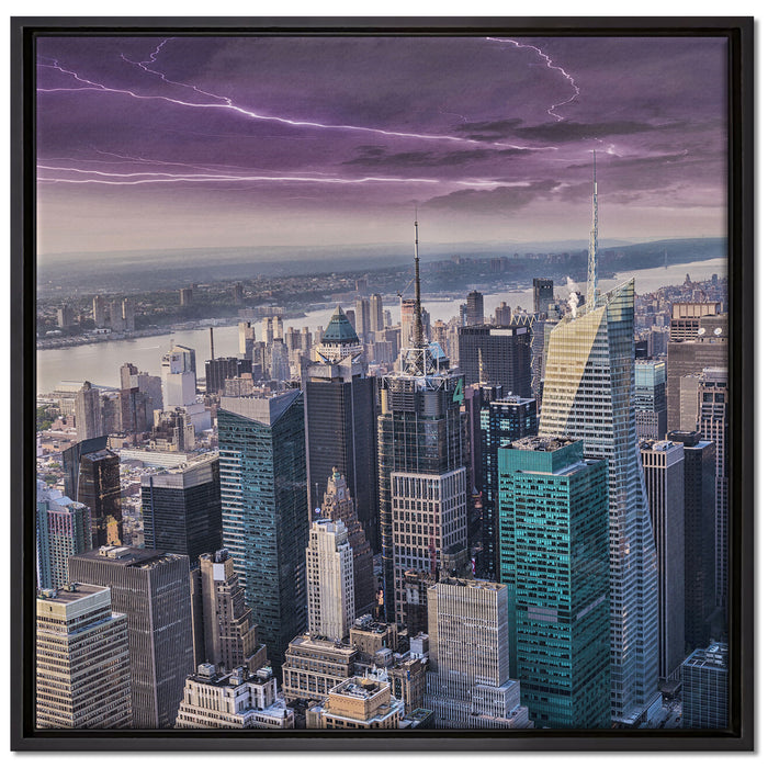 Skyline New York auf Leinwandbild Quadratisch gerahmt Größe 70x70