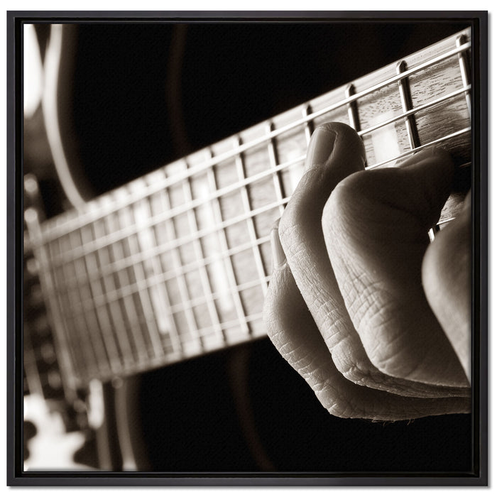 Gitarre spielen auf Leinwandbild Quadratisch gerahmt Größe 70x70