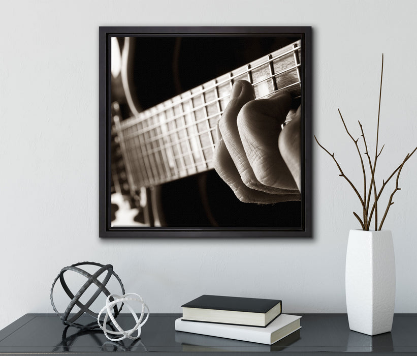 Gitarre spielen  auf Leinwandbild Quadratisch gerahmt mit Kirschblüten