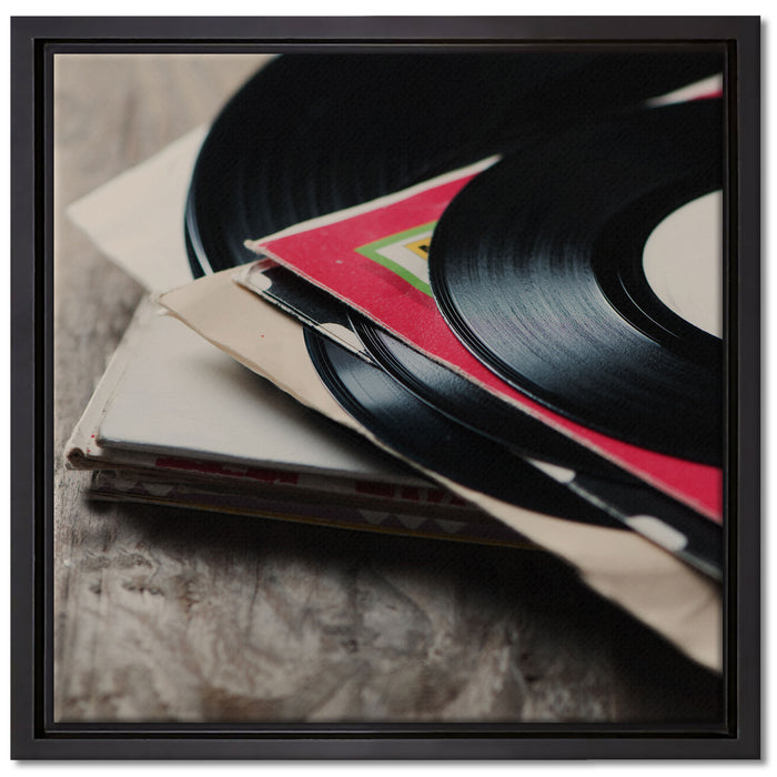 Mixtape Schallplatte DJ auf Leinwandbild Quadratisch gerahmt Größe 40x40