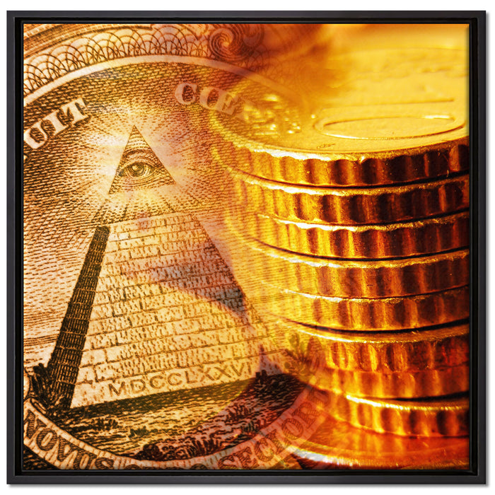 Illuminati Pyramide auf Leinwandbild Quadratisch gerahmt Größe 70x70