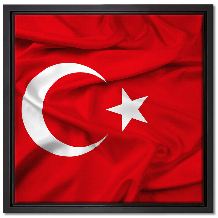Turkey flag Türkei Flagge auf Leinwandbild Quadratisch gerahmt Größe 40x40