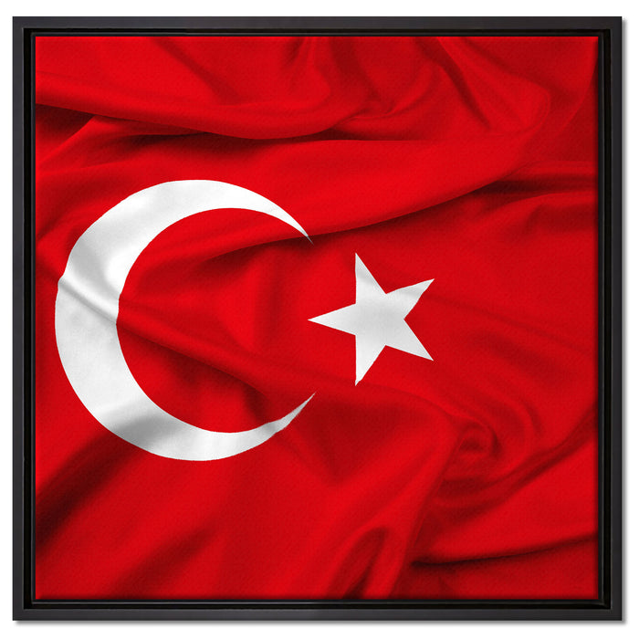 Turkey flag Türkei Flagge auf Leinwandbild Quadratisch gerahmt Größe 60x60
