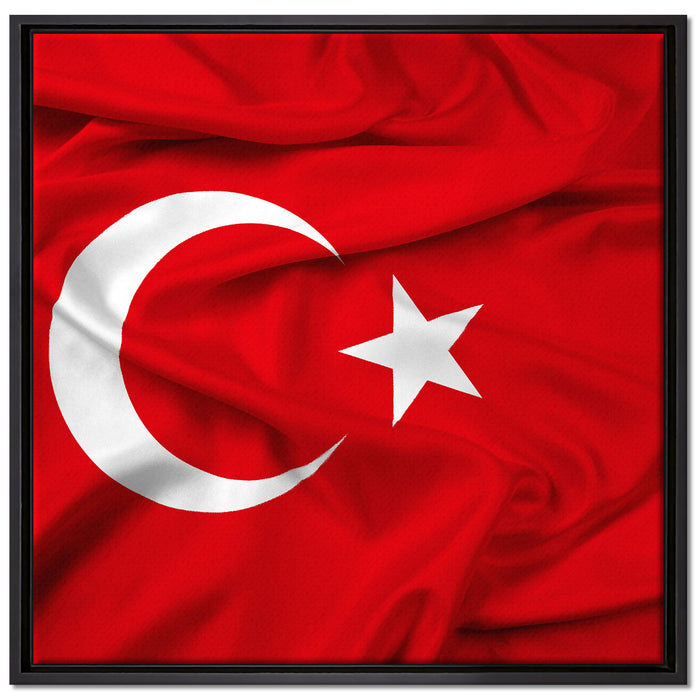 Turkey flag Türkei Flagge auf Leinwandbild Quadratisch gerahmt Größe 70x70