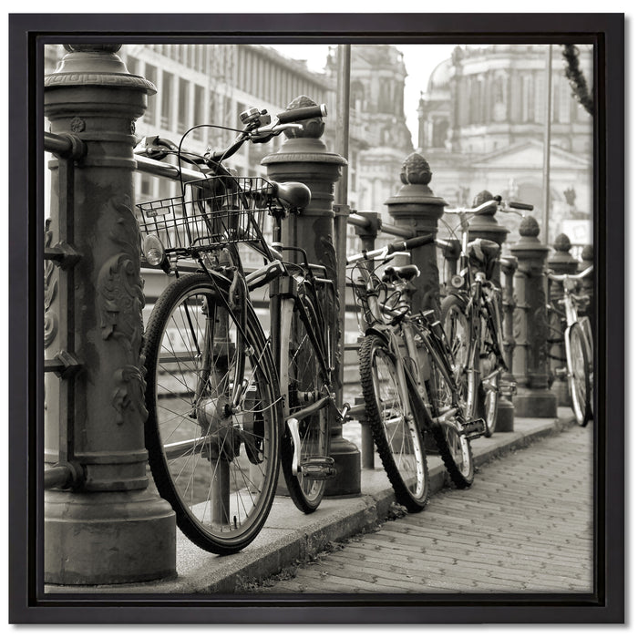 Fahrrad in Amsterdam auf Leinwandbild Quadratisch gerahmt Größe 40x40