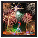 Silvester Riesenrad Feuerwerk auf Leinwandbild Quadratisch gerahmt Größe 40x40