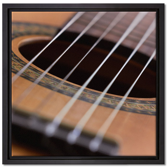 Gitarrensaiten Musik auf Leinwandbild Quadratisch gerahmt Größe 40x40