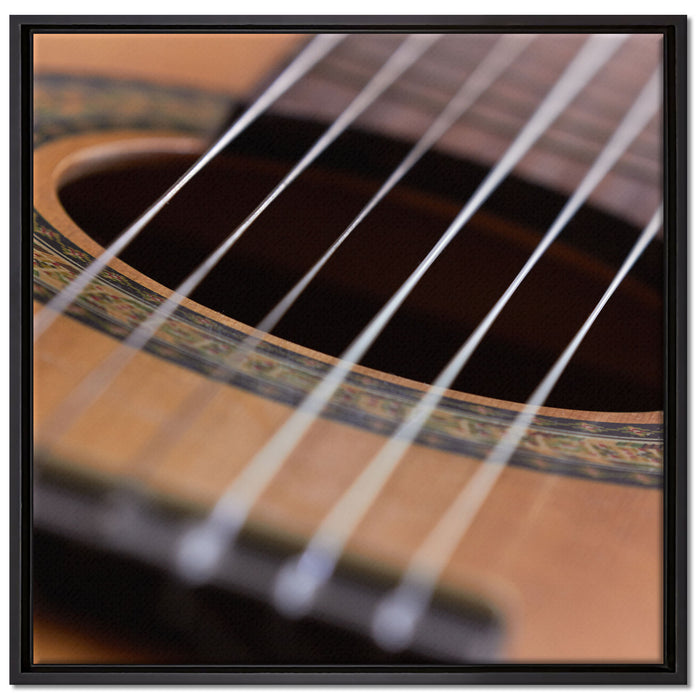Gitarrensaiten Musik auf Leinwandbild Quadratisch gerahmt Größe 70x70
