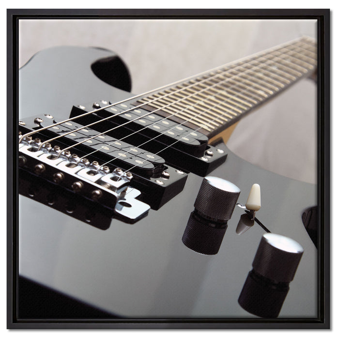 Black Guitar auf Leinwandbild Quadratisch gerahmt Größe 60x60