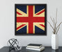 Großbritannien Flagge  auf Leinwandbild Quadratisch gerahmt mit Kirschblüten