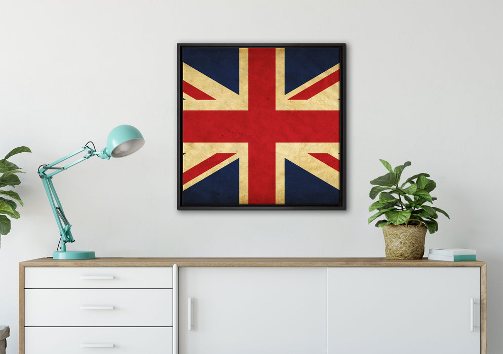 Großbritannien Flagge auf Leinwandbild gerahmt Quadratisch verschiedene Größen im Wohnzimmer