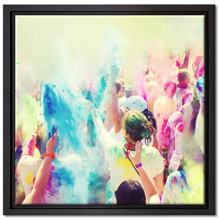 Farben Festival Holi Indien auf Leinwandbild Quadratisch gerahmt Größe 40x40