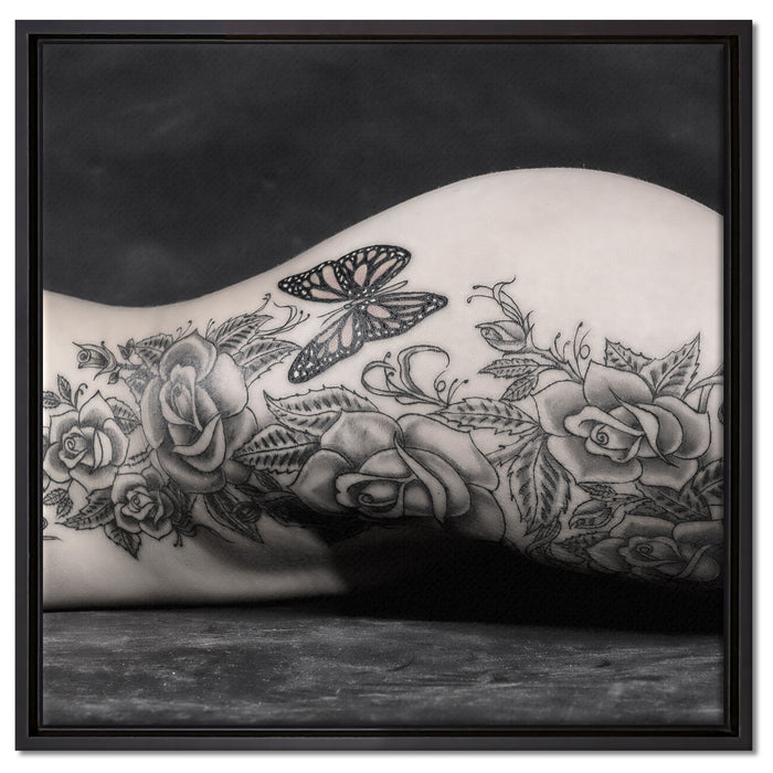 Sexy Tattoos Nice Girl Erotik auf Leinwandbild Quadratisch gerahmt Größe 60x60