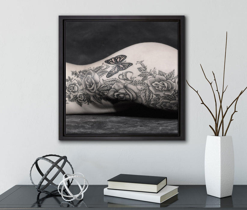 Sexy Tattoos Nice Girl Erotik  auf Leinwandbild Quadratisch gerahmt mit Kirschblüten