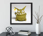 Süßes grünes Monster  auf Leinwandbild Quadratisch gerahmt mit Kirschblüten
