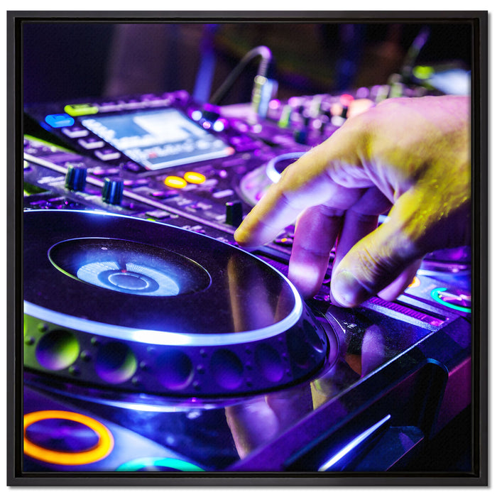 DJ Plattenteller Cool Music auf Leinwandbild Quadratisch gerahmt Größe 70x70