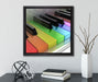 Piano Regenbogen Klaviertasten  auf Leinwandbild Quadratisch gerahmt mit Kirschblüten