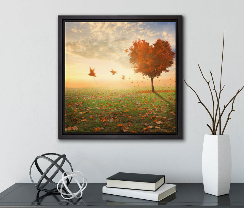 Herzbaum im Herbst  auf Leinwandbild Quadratisch gerahmt mit Kirschblüten