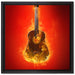 Brennende Gitarre Heiße Flammen auf Leinwandbild Quadratisch gerahmt Größe 40x40