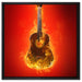 Brennende Gitarre Heiße Flammen auf Leinwandbild Quadratisch gerahmt Größe 60x60