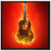 Brennende Gitarre Heiße Flammen auf Leinwandbild Quadratisch gerahmt Größe 70x70
