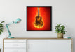 Brennende Gitarre Heiße Flammen auf Leinwandbild gerahmt Quadratisch verschiedene Größen im Wohnzimmer