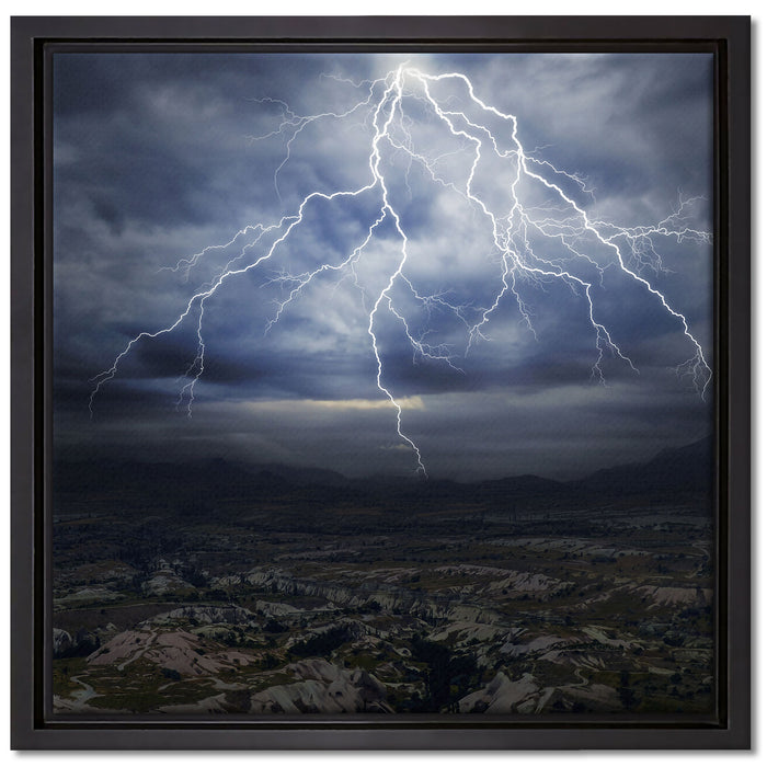 gewaltiges Gewitter auf Leinwandbild Quadratisch gerahmt Größe 40x40