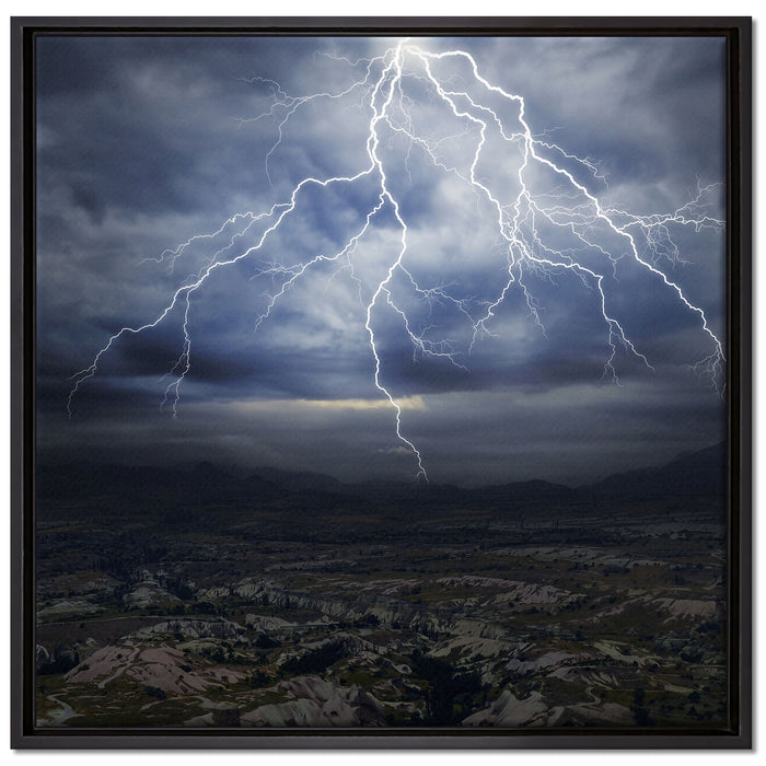 gewaltiges Gewitter auf Leinwandbild Quadratisch gerahmt Größe 70x70