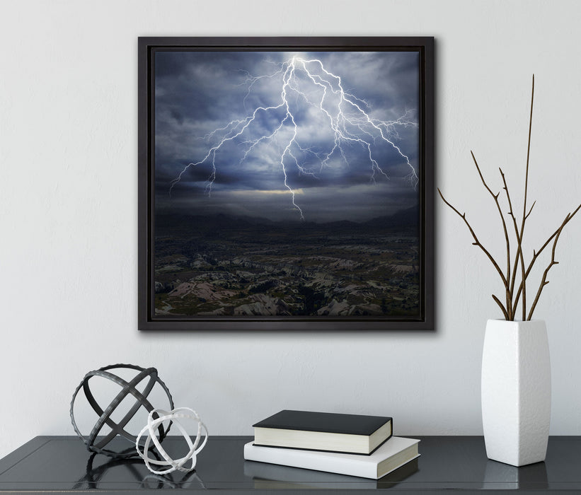 gewaltiges Gewitter  auf Leinwandbild Quadratisch gerahmt mit Kirschblüten