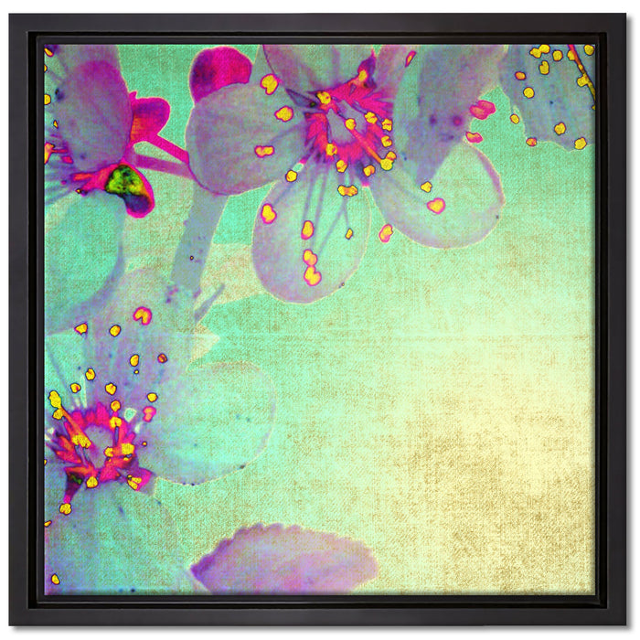 Durchsichtige Lila Blätter auf Leinwandbild Quadratisch gerahmt Größe 40x40