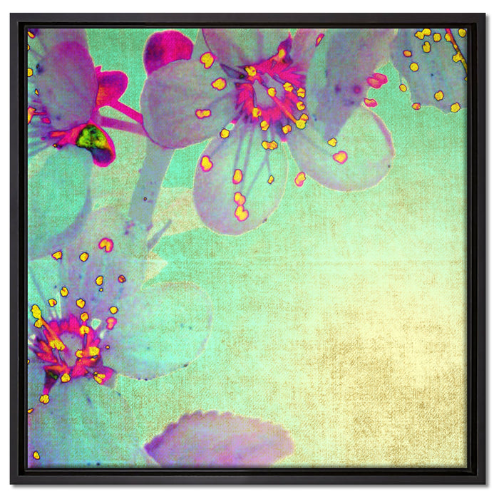 Durchsichtige Lila Blätter auf Leinwandbild Quadratisch gerahmt Größe 60x60