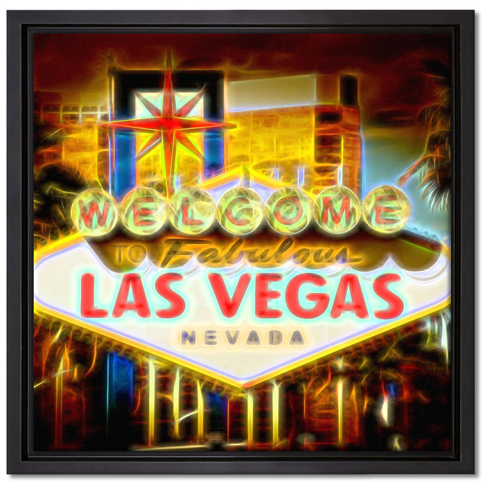 Ortseingangsschild Las Vegas auf Leinwandbild Quadratisch gerahmt Größe 40x40