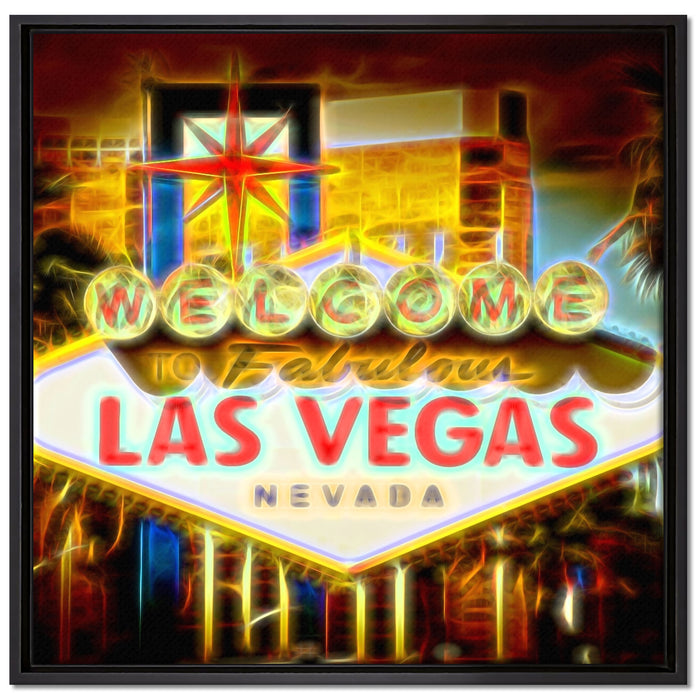 Ortseingangsschild Las Vegas auf Leinwandbild Quadratisch gerahmt Größe 70x70