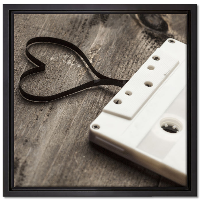 Retro Kasetten auf Leinwandbild Quadratisch gerahmt Größe 40x40