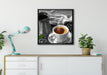 Kaffe mit Kännchen auf Leinwandbild gerahmt Quadratisch verschiedene Größen im Wohnzimmer