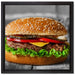 appetitlicher Cheeseburger auf Leinwandbild Quadratisch gerahmt Größe 40x40