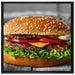 appetitlicher Cheeseburger auf Leinwandbild Quadratisch gerahmt Größe 70x70