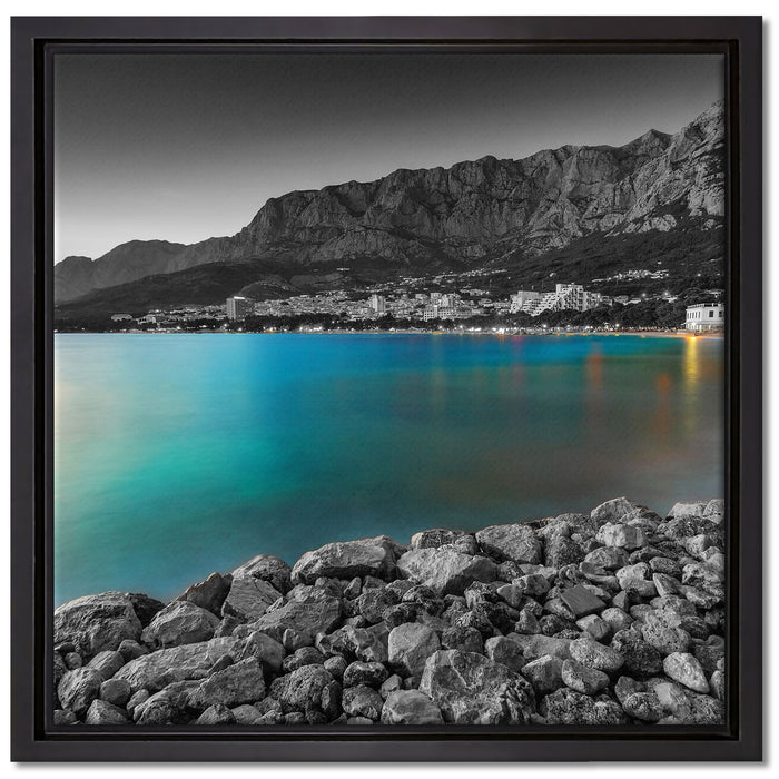 Strand in Makarska Kroatien auf Leinwandbild Quadratisch gerahmt Größe 40x40