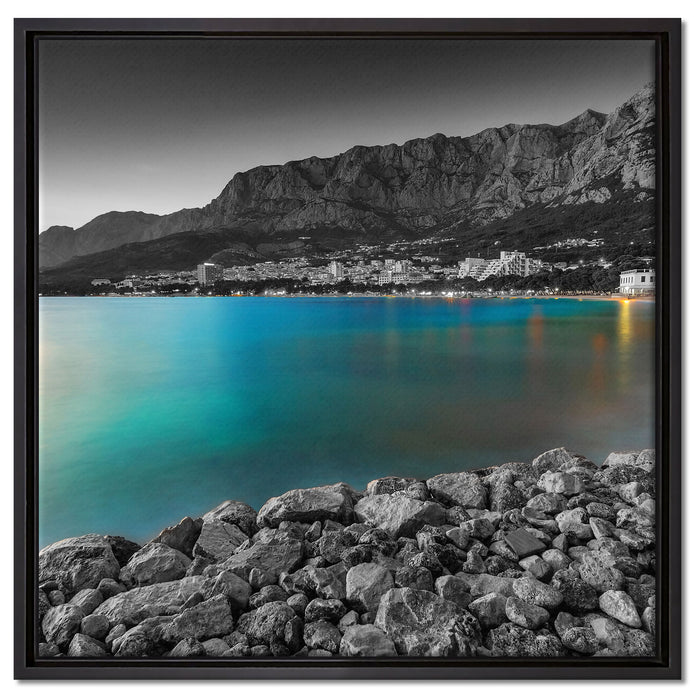 Strand in Makarska Kroatien auf Leinwandbild Quadratisch gerahmt Größe 60x60