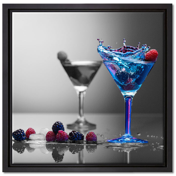 Blauer leckerer Cocktail auf Leinwandbild Quadratisch gerahmt Größe 40x40
