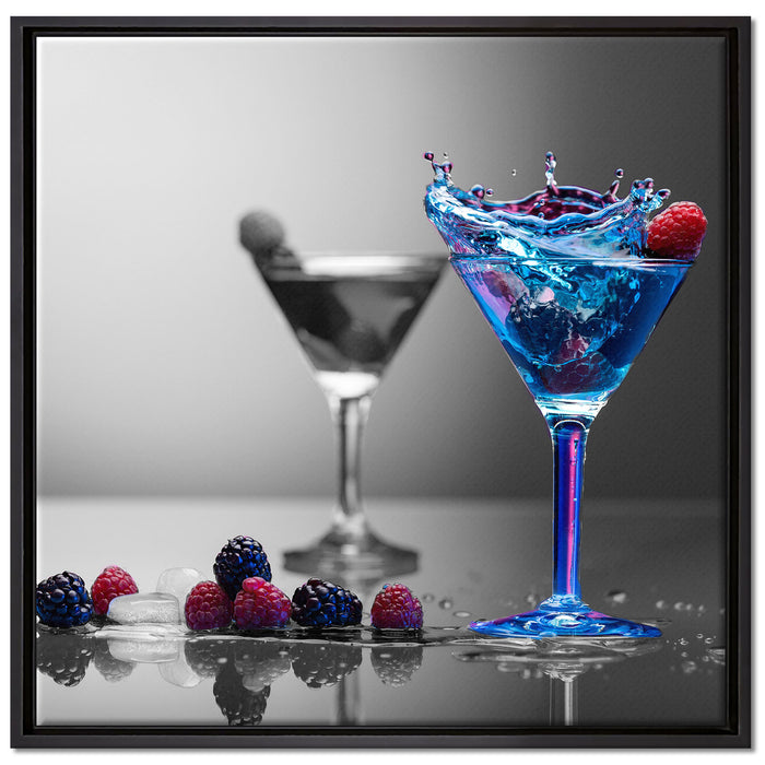 Blauer leckerer Cocktail auf Leinwandbild Quadratisch gerahmt Größe 70x70