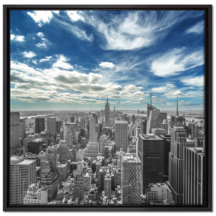 New York unter bewölktem Himmel auf Leinwandbild Quadratisch gerahmt Größe 70x70