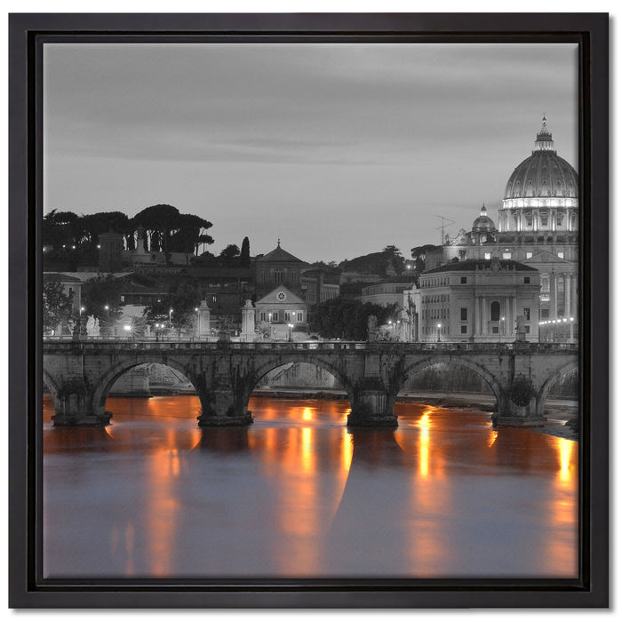 Petersdom am Abend auf Leinwandbild Quadratisch gerahmt Größe 40x40