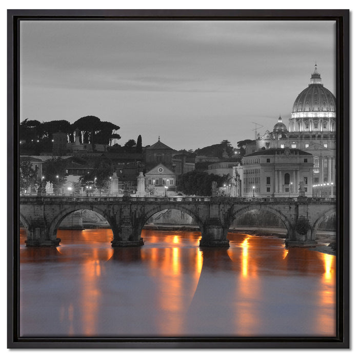 Petersdom am Abend auf Leinwandbild Quadratisch gerahmt Größe 60x60
