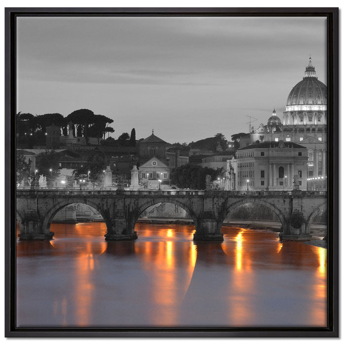 Petersdom am Abend auf Leinwandbild Quadratisch gerahmt Größe 70x70