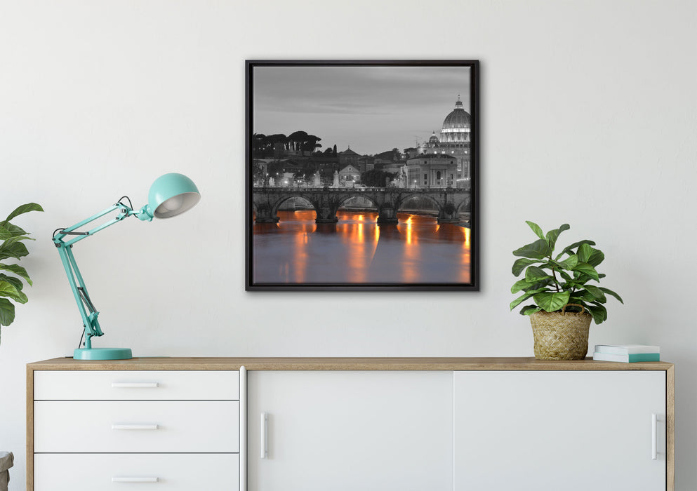 Petersdom am Abend auf Leinwandbild gerahmt Quadratisch verschiedene Größen im Wohnzimmer