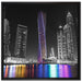 Skyline von Dubai bei Nacht auf Leinwandbild Quadratisch gerahmt Größe 70x70