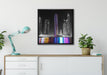 Skyline von Dubai bei Nacht auf Leinwandbild gerahmt Quadratisch verschiedene Größen im Wohnzimmer
