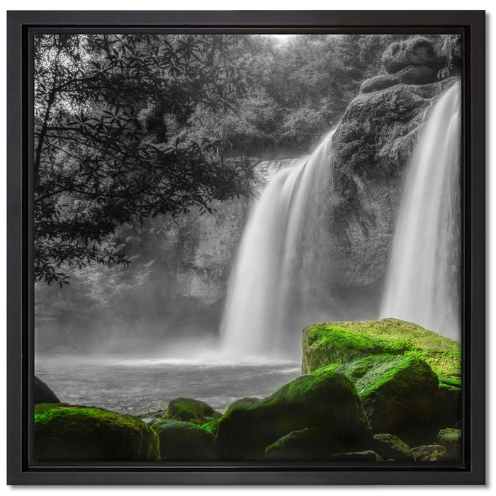 Wasserfall im Dschungel auf Leinwandbild Quadratisch gerahmt Größe 40x40